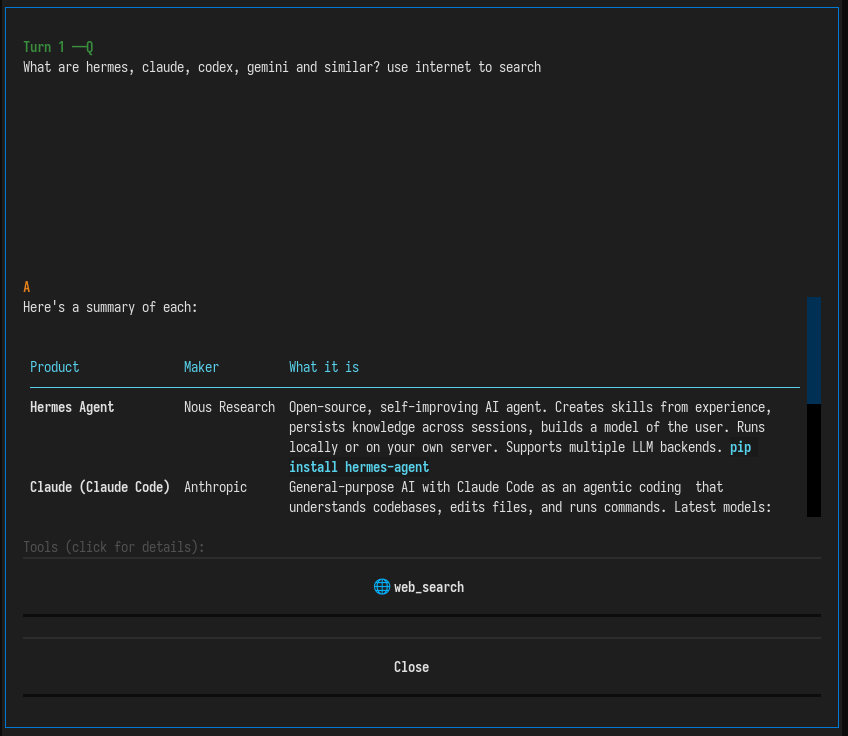 Details of tool call